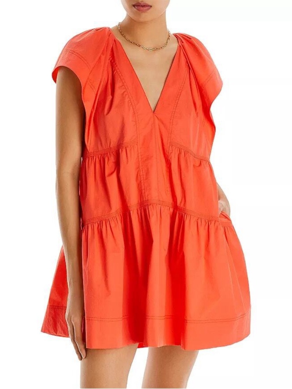 A.L.C. - Haley Cotton V-Neck Mini Dress in Spiced Coral - NWT - Size 2